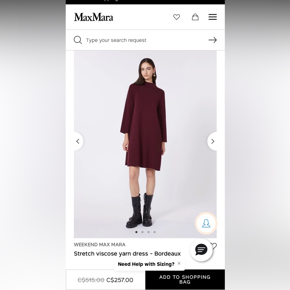 MaxMara’s Mock Neck A-Line Dress in Bordeaux